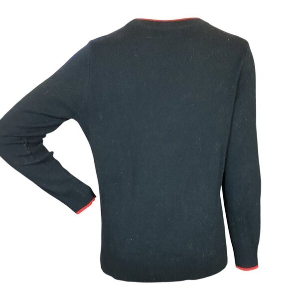 Charter Club Houndstooth Sweater Sz PM Black White Red #319C - Picture 6 of 10